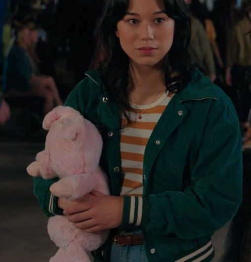 Green Corduroy Jacket of Mya Lowe as Kiley