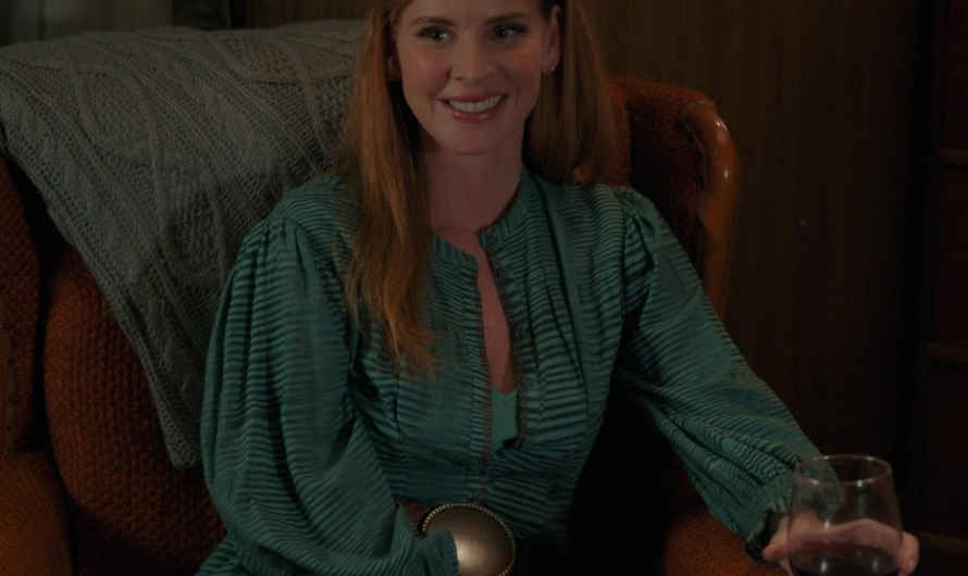 Green Ruffle Midi Dress Worn by Sarah Rafferty as Dr. Katherine Walter