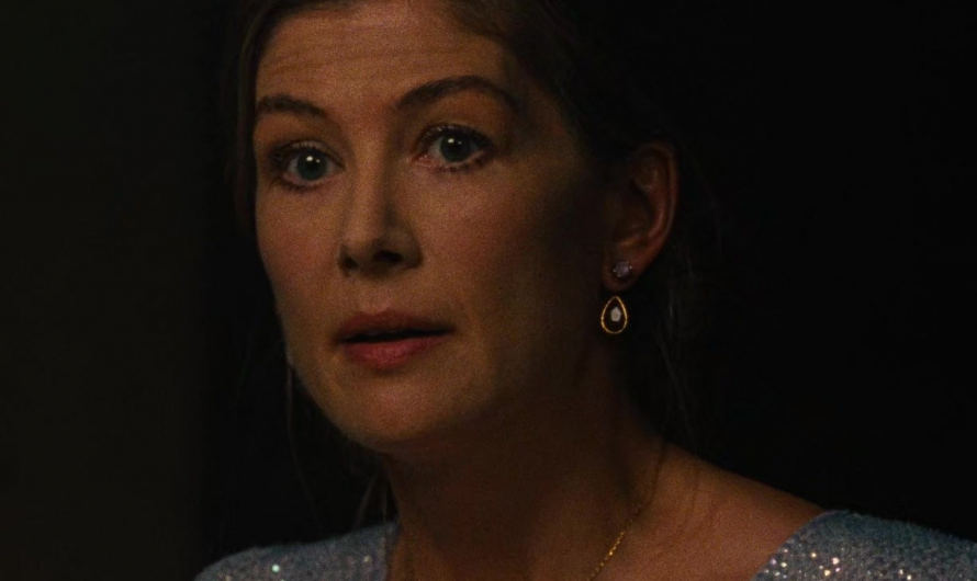 Purple Gemstone Drop Earrings of Rosamund Pike as Lady Elspeth Catton