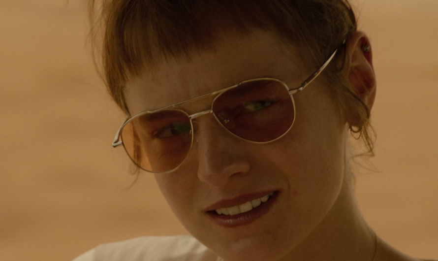 Gold Frame Aviator Sunglasses Worn by Emma Corrin as Darby Hart