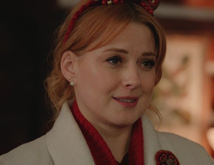 Christmas Themed Red Velvet Reindeer Headband of Alexandra Breckenridge as Mel Monroe