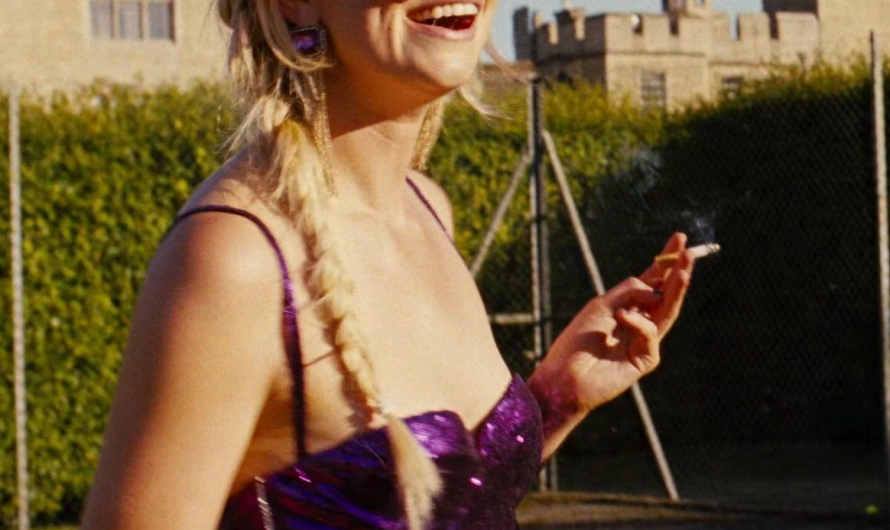 Heart-Shaped Pink Tinted Sunglasses of Alison Oliver as Venetia Catton