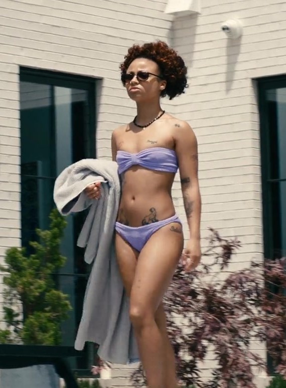 lavender twist-front bikini top & bottom - Myha'la (Ruth Scott) - Leave the World Behind (2023) Movie