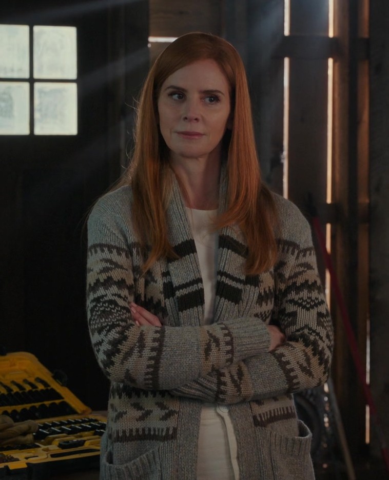 aztec-inspired knit cardigan - Sarah Rafferty (Dr. Katherine Walter) - My Life with the Walter Boys TV Show