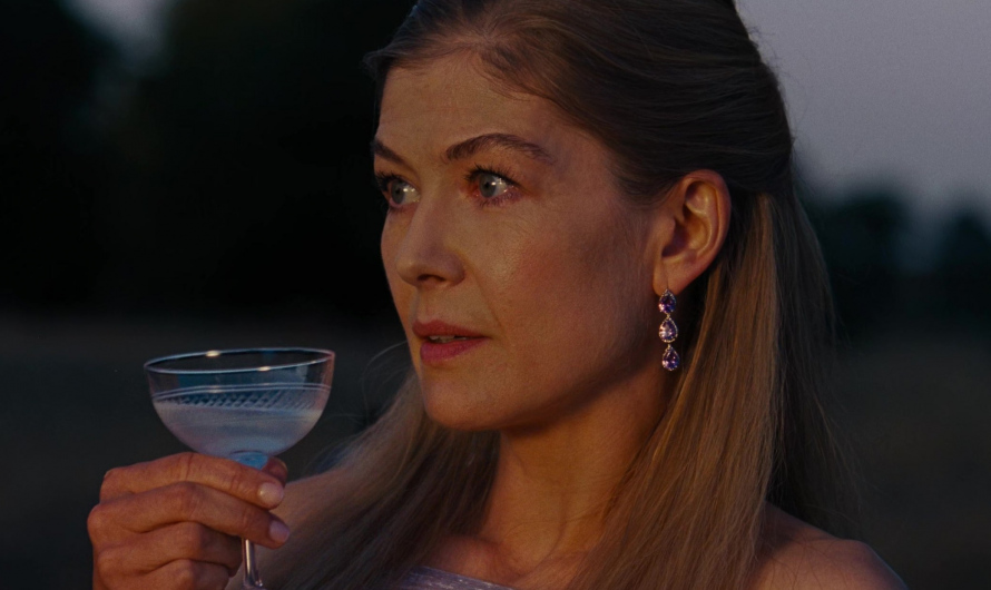 Purple Gemstone Drop Earrings Worn by Rosamund Pike as Lady Elspeth Catton