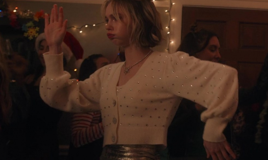Embellished Cropped Cardigan Worn by Emma Myers as CC