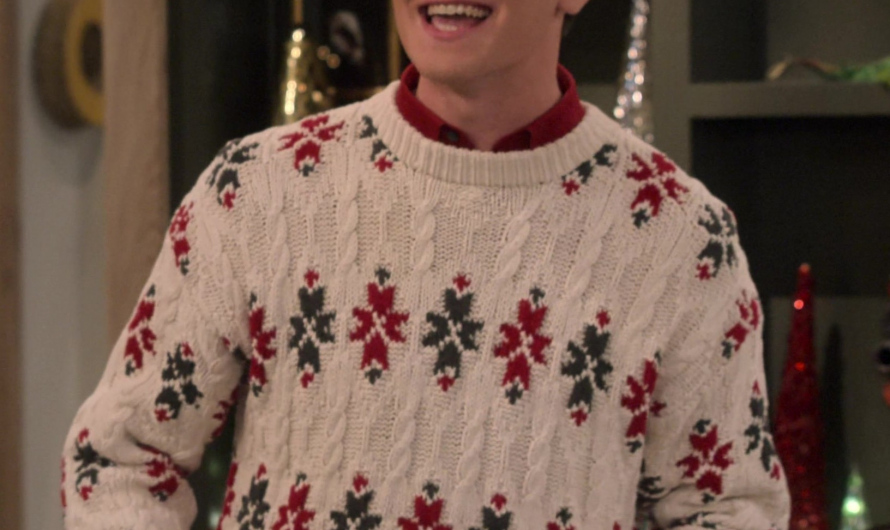Snowflake Motif Ugly Christmas Sweater of Anders Keith as David Crane
