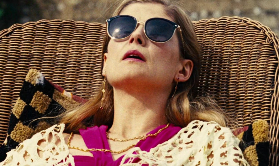 Sleek Oversized Sunglasses of Rosamund Pike as Lady Elspeth Catton