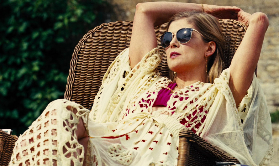 Bohemian Lace Crochet Maxi Dress Worn by Rosamund Pike as Lady Elspeth Catton