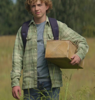 Worn on Percy Jackson and the Olympians TV Show - Soft Green Plaid Button-Up Shirt of Walker Scobell as Percy Jackson