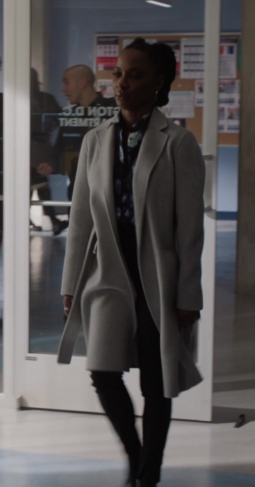 Light Grey Woolen Coat of Shanola Hampton as Gabi Mosely from Found TV Show
