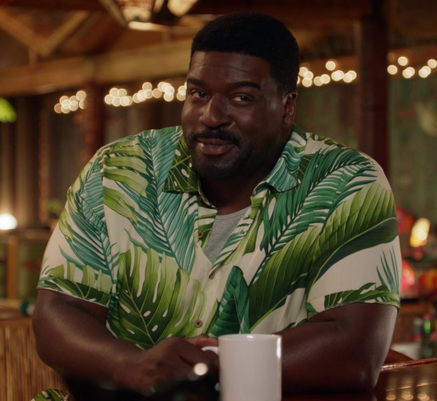 Exotic Palm Print Hawaiian Shirt of Stephen Hill as Theodore "T.C." Calvin from Magnum P.I. TV Show