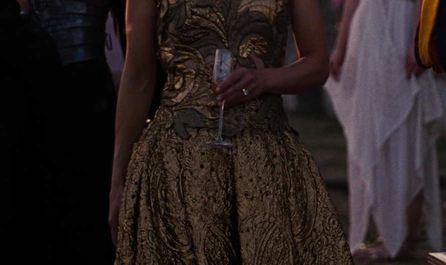 Majestic Gold Leaf Long Dress of Rosamund Pike as Lady Elspeth Catton