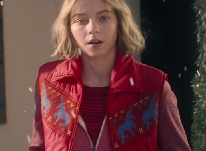 Red Vest with Unicorn Pattern of Emma Myers as CC