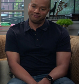 Worn on Extended Family TV Show - Solid Navy Polo Shirt Worn by Donald Faison as Trey Turner