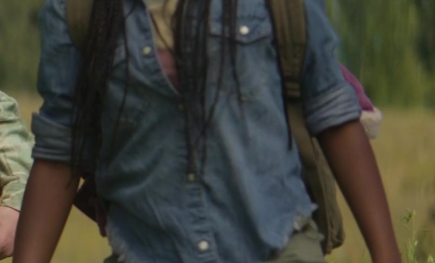 Frayed Hem Denim Shirt Worn by Leah Jeffries as Annabeth Chase