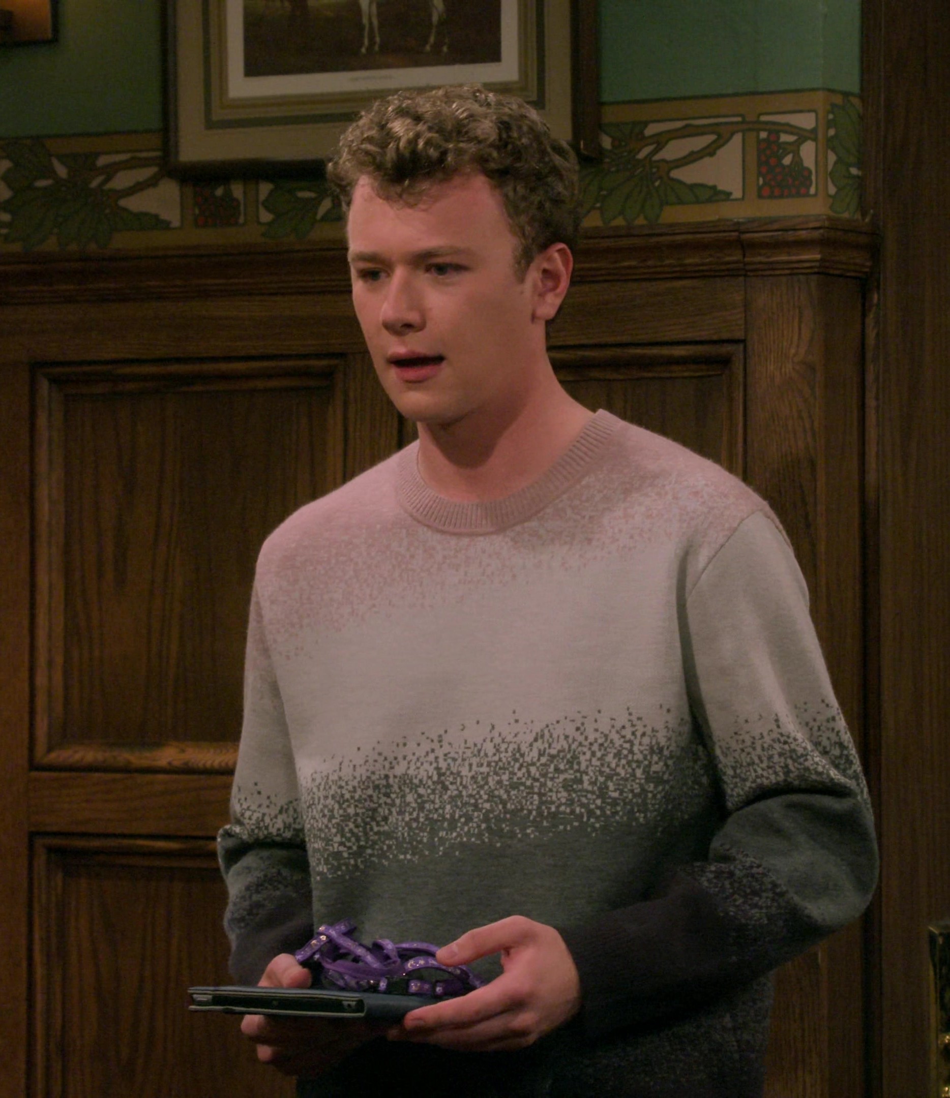 Worn on Frasier TV Show - Ombre Fade Crewneck Sweater Worn by Anders Keith as David Crane