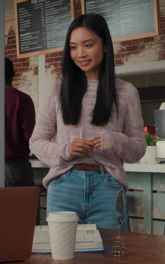 soft lavender mix chunky knit pullover - Gabrielle Jacinto (Olivia) - My Life with the Walter Boys TV Show