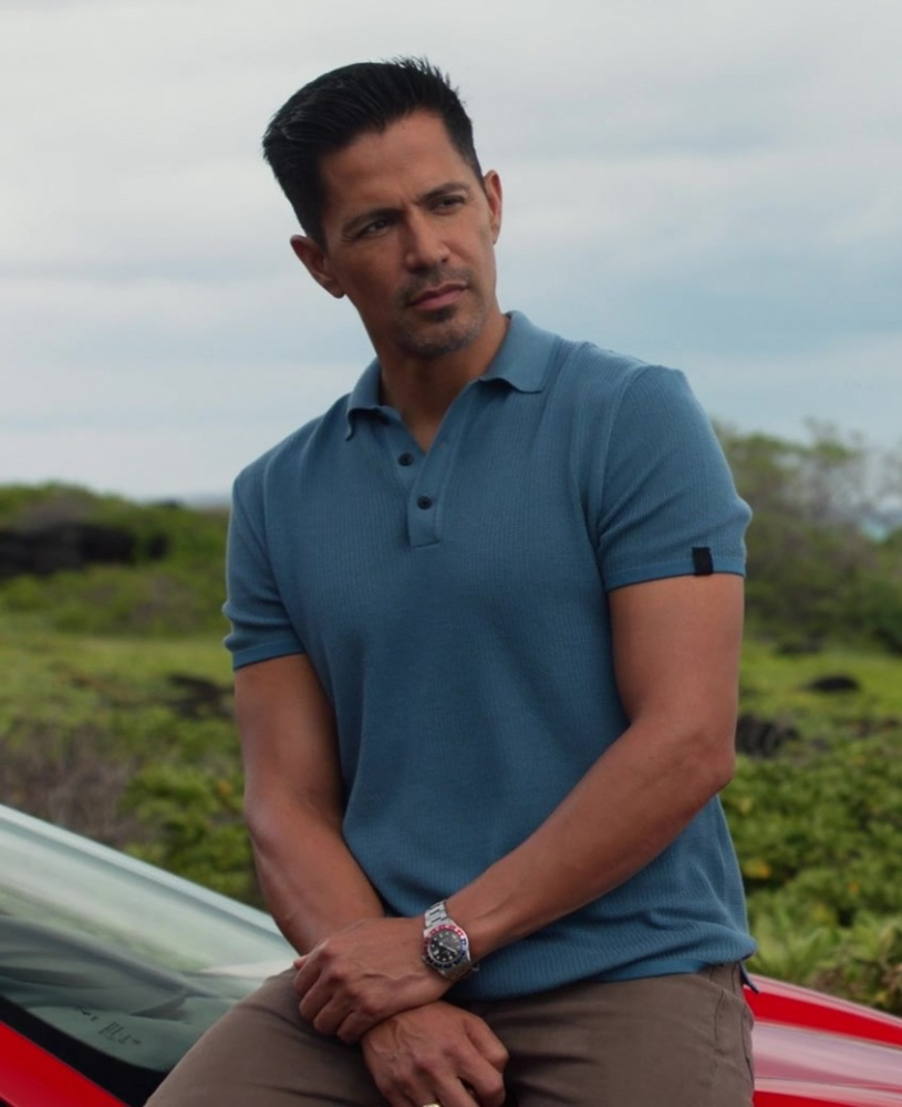 Teal Short Sleeve Polo Shirt Worn by Jay Hernandez as Thomas Magnum from Magnum P.I. TV Show