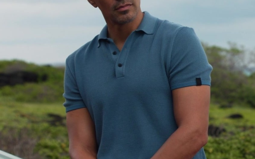 Teal Short Sleeve Polo Shirt Worn by Jay Hernandez as Thomas Magnum