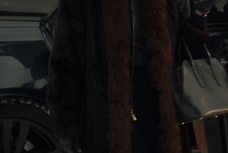 Black and Brown Fur Coat Worn by Jennifer Jason Leigh as Lorraine Lyon