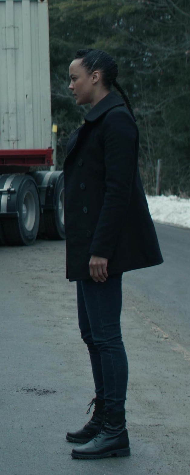 Worn on Reacher TV Show - Lace-Up Black Leather Boots of Maria Sten as Frances Neagley