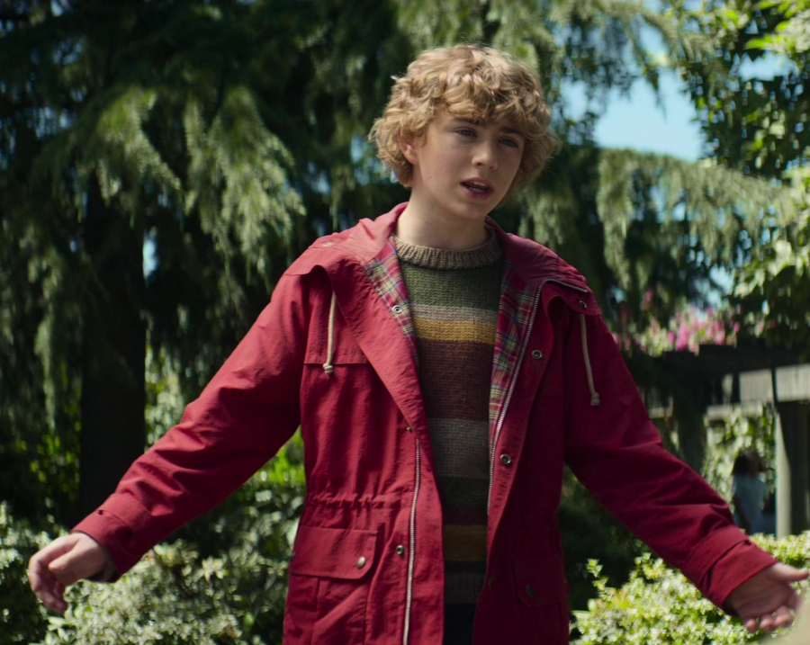red utility jacket - Walker Scobell (Percy Jackson) - Percy Jackson and the Olympians TV Show