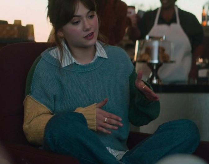 Color Block Oversized Knit Sweater Worn by Emilia Jones as Margot