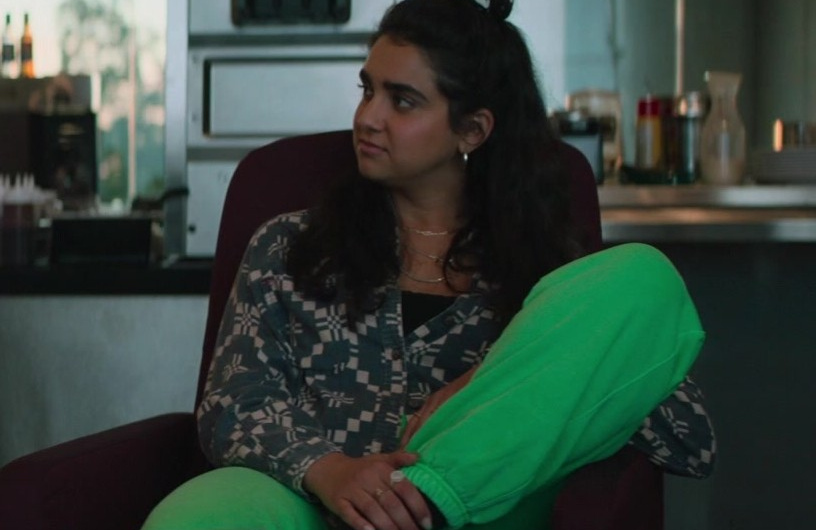 Bold Neon Green Sweatpants Worn by Geraldine Viswanathan as Taylor