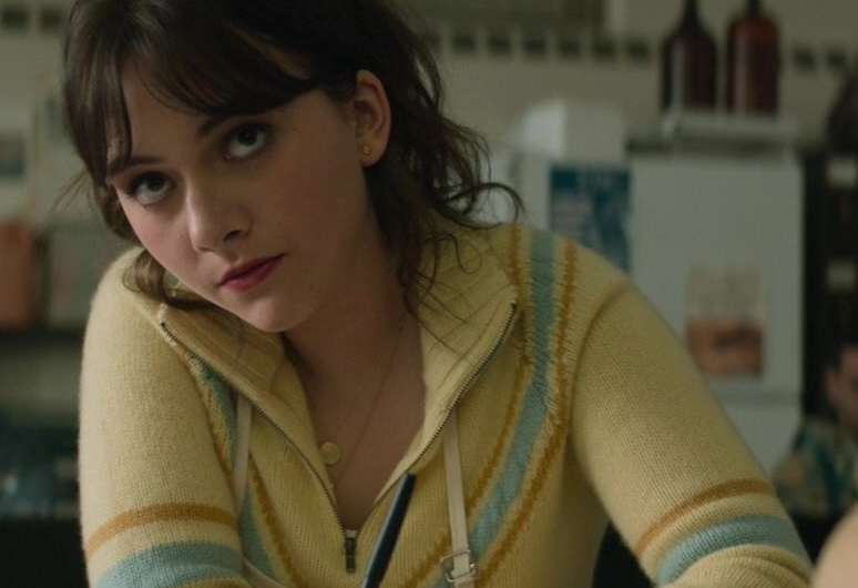 Yellow Quarter Zip Knit Top of Emilia Jones as Margot