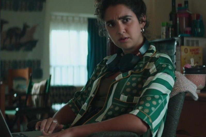 Green Piped Satin Twill Shirt Worn by Geraldine Viswanathan as Taylor