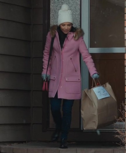 Rose Winter Coat with Luxe Fur-Trim Hood Worn by Nikki Rodriguez as Jackie Howard from My Life with the Walter Boys TV Show