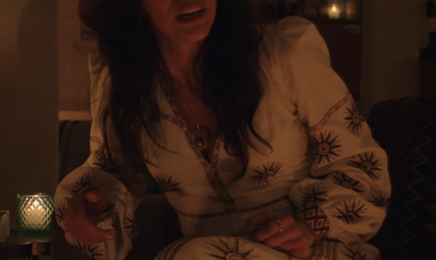 Bohemian Folk Art-Inspired Midi Dress Worn by Vanessa Ferlito as Lorraine