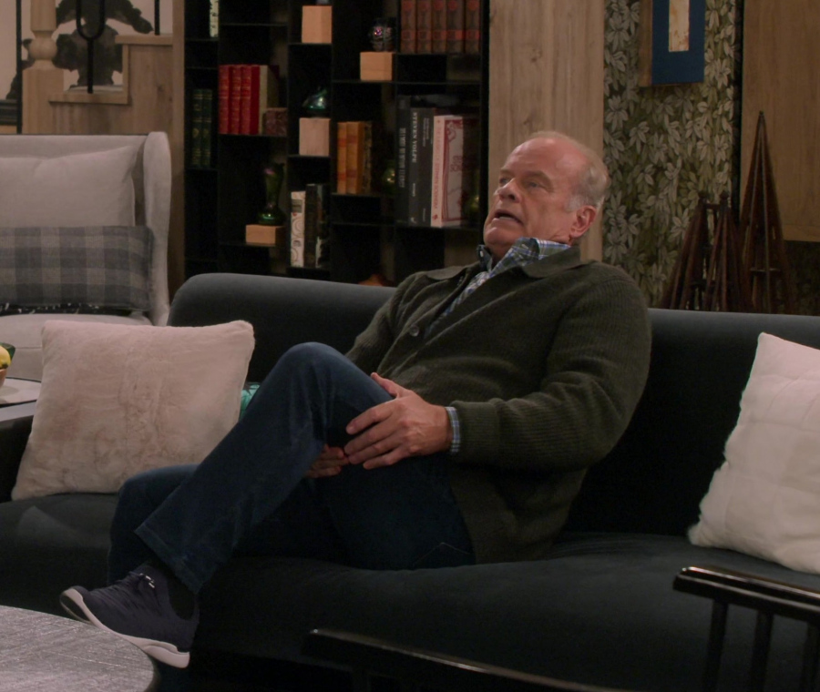 Dark Blue Athletic Shoes with Breathable Mesh Upper Worn by Kelsey Grammer as Frasier Crane