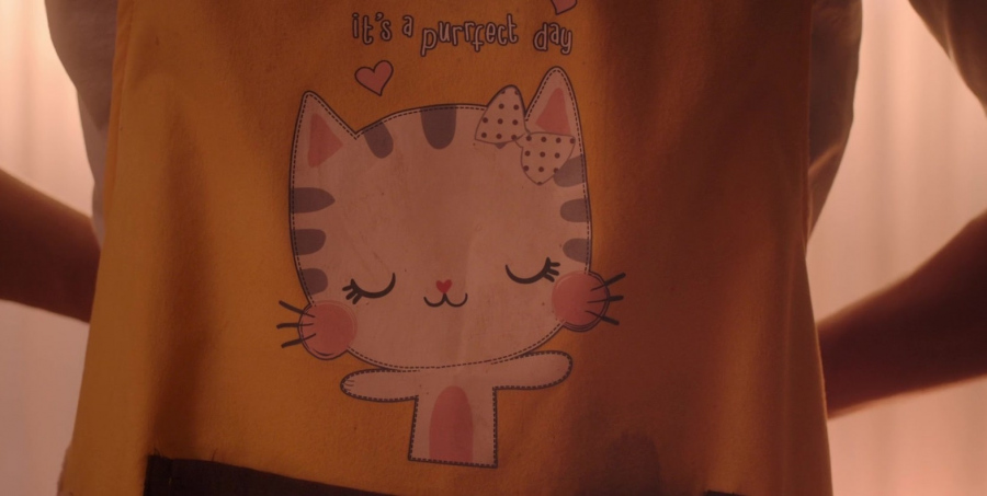 It's a Purrfect Day Cat Logo Apron of Justin Chien as Charles Sun