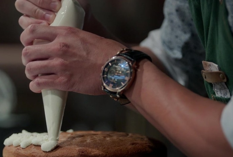 Stainless Steel Chronograph Watch of Justin Chien as Charles Sun