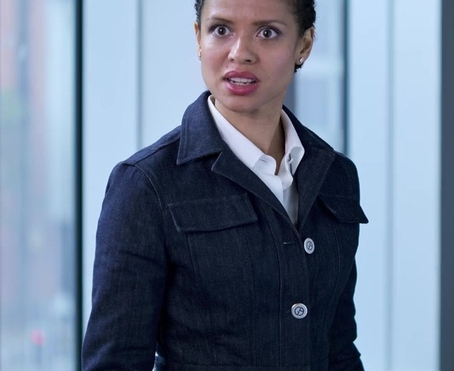 Tailored Blue Denim Blazer of Gugu Mbatha-Raw as Abby