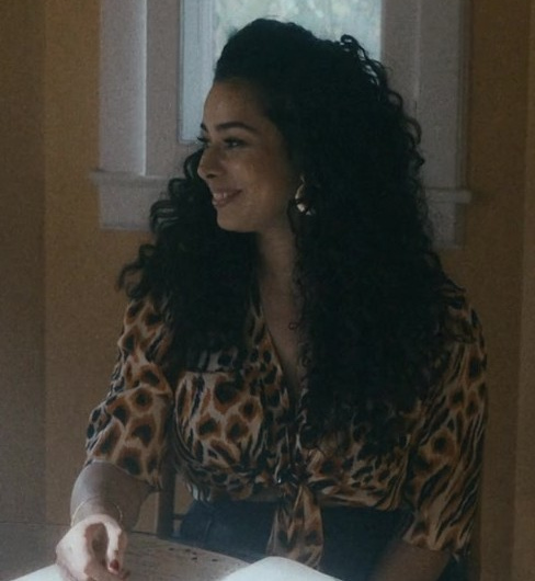 Leopard Print Tie-Front Blouse Worn by Aurora Cossio as Estella
