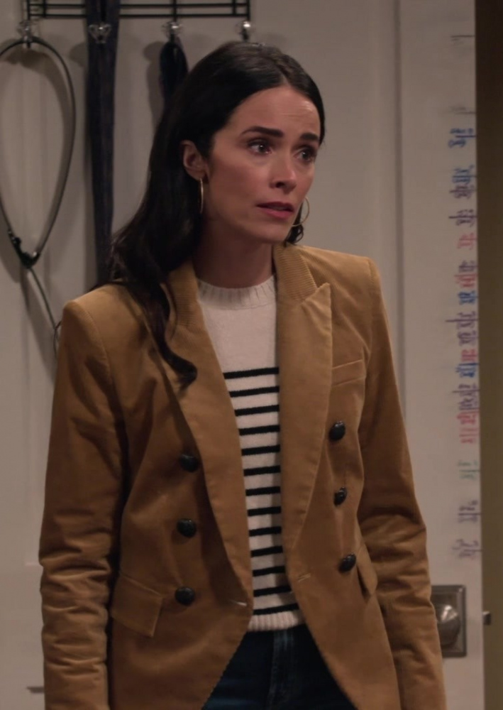 Mustard Yellow Double-Breasted Corduroy Blazer of Abigail Spencer as Julia Mariano