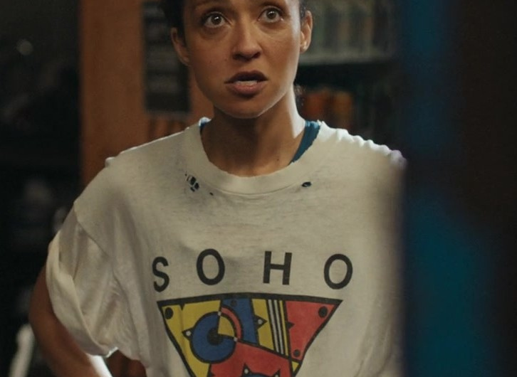 Soho New York Print Distressed T-Shirt Worn by Ruth Negga as Sophie