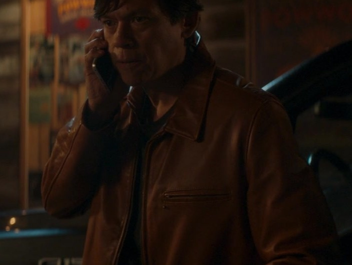Brown Leather Jacket Worn by Chaske Spencer as Henry “Black Crow” Lopez