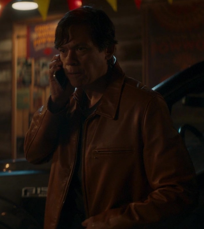 Worn on Echo TV Show - Brown Leather Jacket Worn by Chaske Spencer as Henry "Black Crow" Lopez