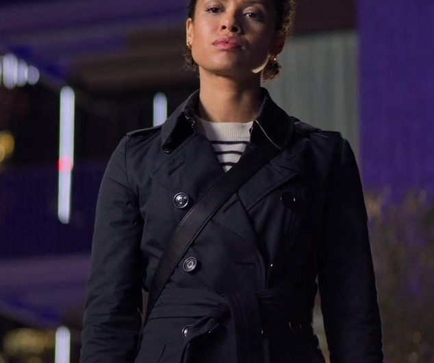 Black Belted Trench Coat Worn by Gugu Mbatha-Raw as Abby