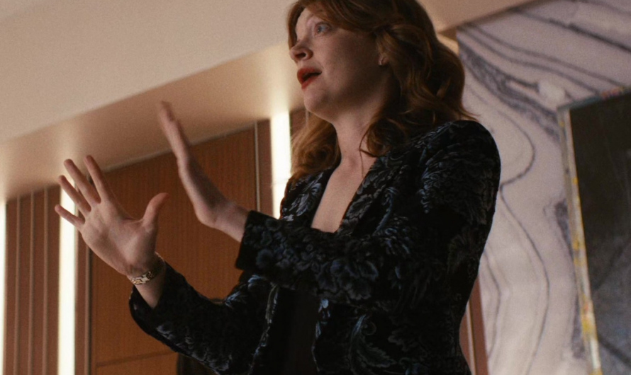 Black Patterned Velvet Blazer Worn by Colby Minifie as Ashley Barrett
