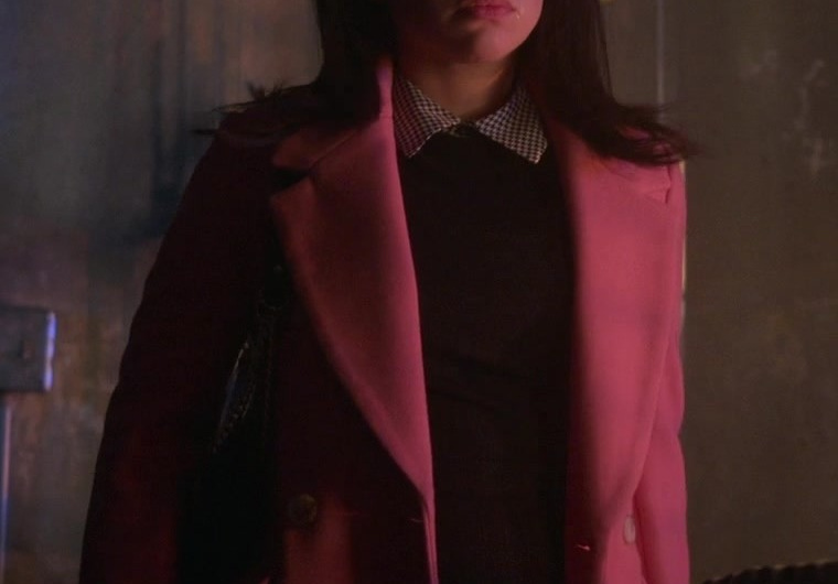 Magenta Wool Blend Overcoat Worn by Cierra Ramirez as Mariana Adams Foster