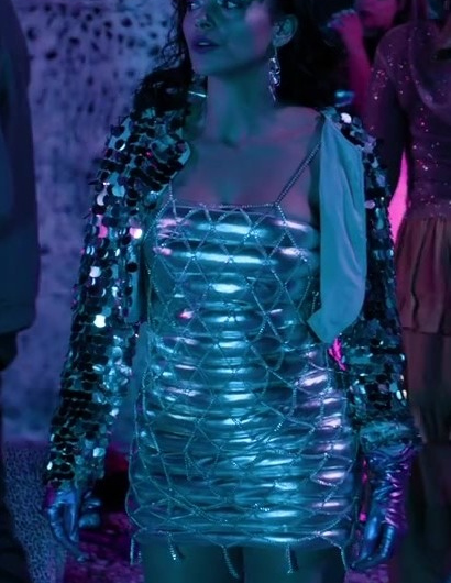 Metallic Silver Mini Dress of Gabrielle Walsh as Lacey Quinn