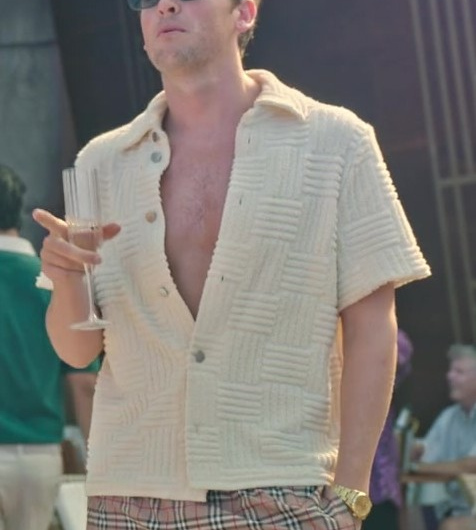 Cream Textured Short-Sleeve Shirt Worn by Jack Cutmore-Scott as Tripp
