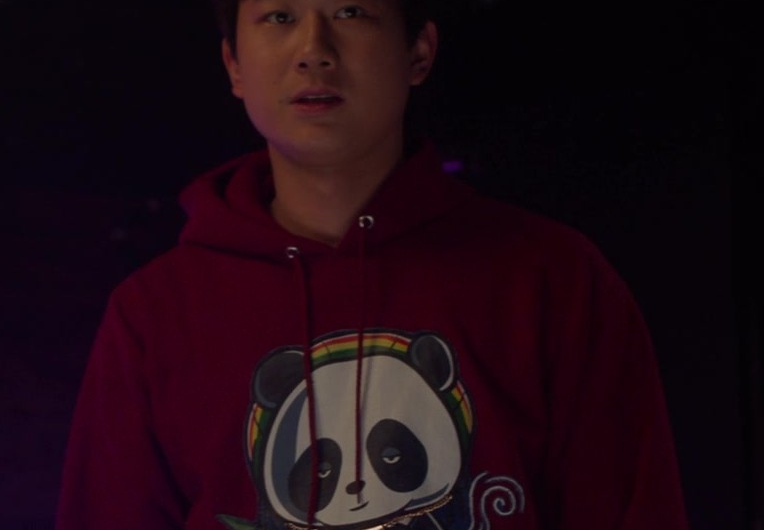 Smoking Panda Print Hoodie Worn by Sam Song Li as Bruce Sun