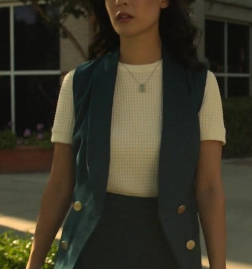 Teal Sleeveless Tailored Vest Worn by Highdee Kuan as Alexis Kong