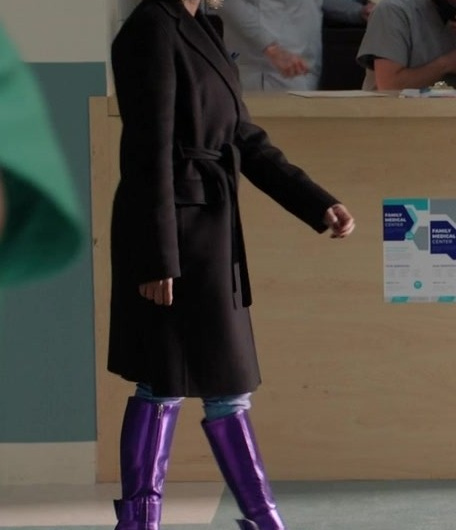 High-Gloss Purple Knee-High Boots with Stiletto Heels Worn by Shanola Hampton as Gabrielle “Gabi” Mosely